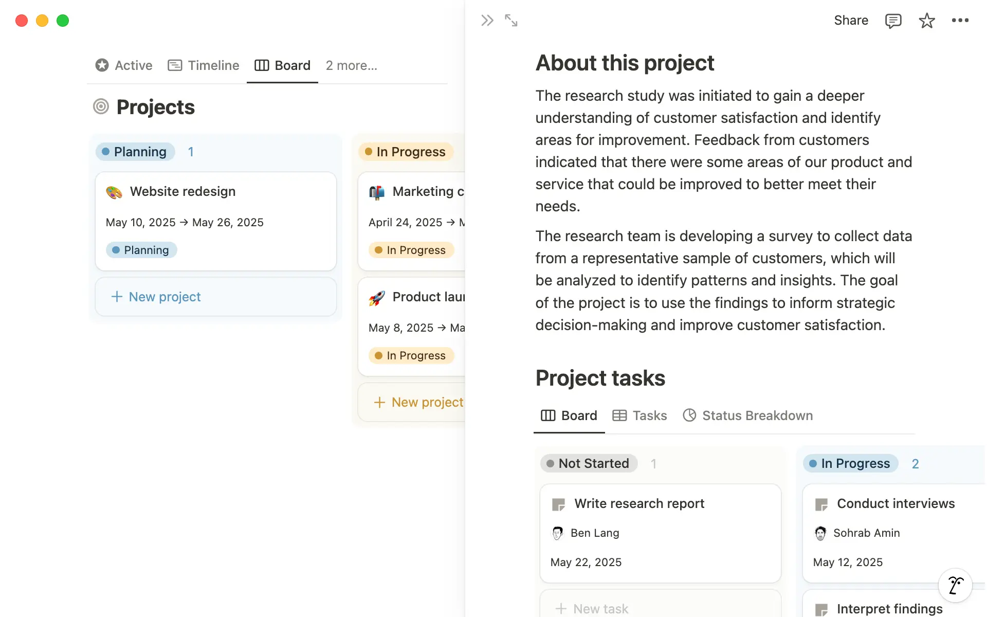 Use projects in your tracker to scope out your work.