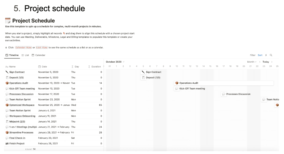 Work calendar templates 5 Project schedule