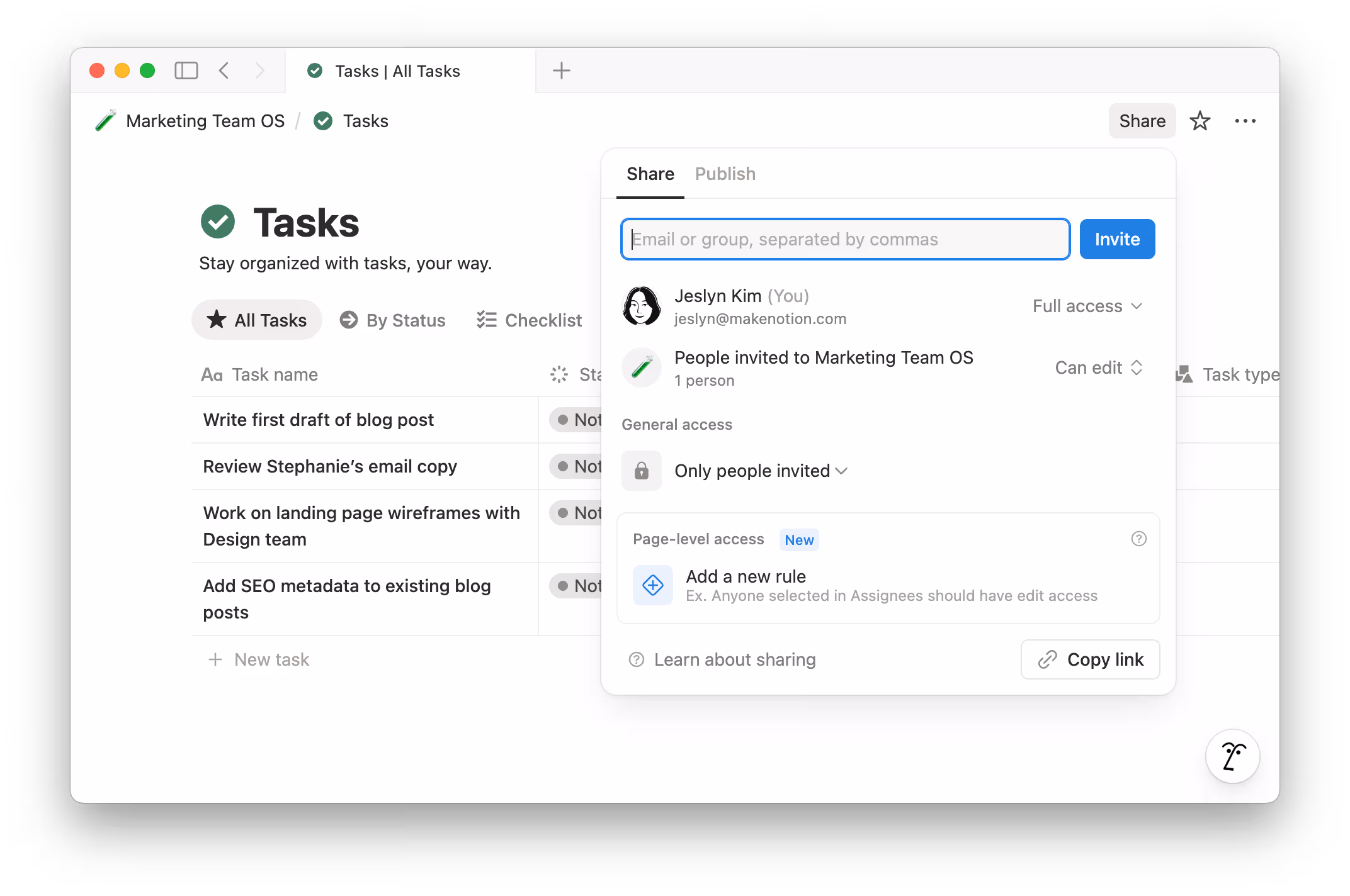 hc: create page level access rule
