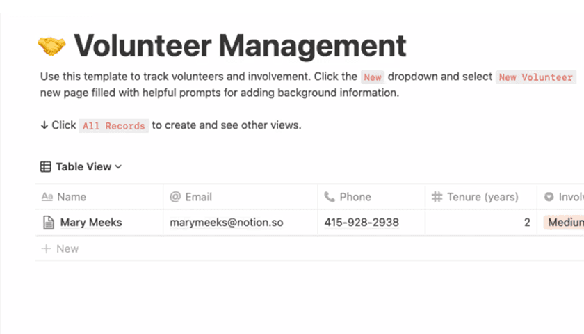 תמונת מוצר של תבנית לניהול מתנדבים