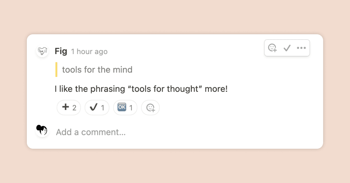 Comment reactions, progress bars & more