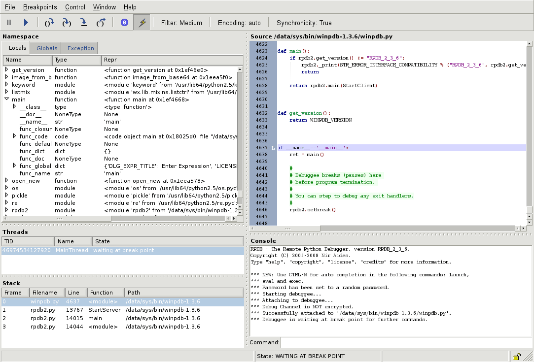 Winpdb debugging itself. Image from Wikipedia.