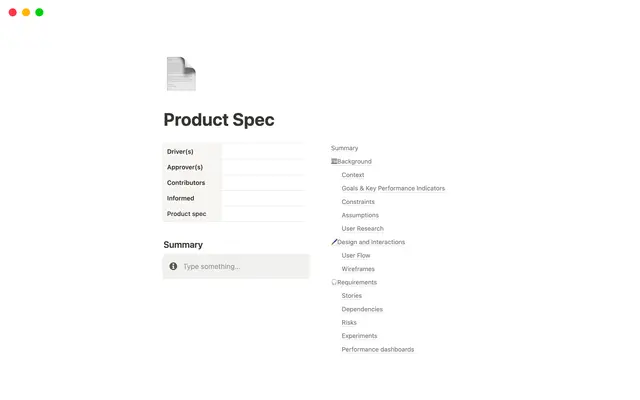 Product Spec