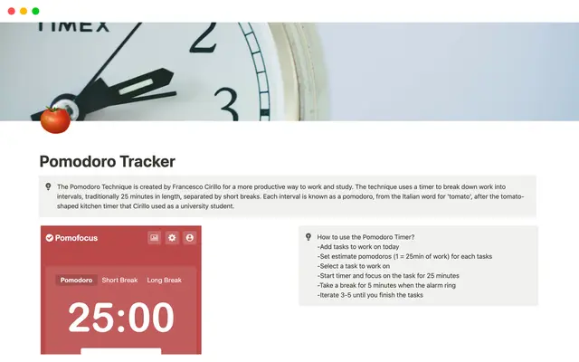 Pomodoro Tracker